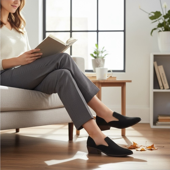 Lucky Brand Modern Western Oxford Loafers Moccasins 8.5 M BLACK White Brush - Picture 14 of 16